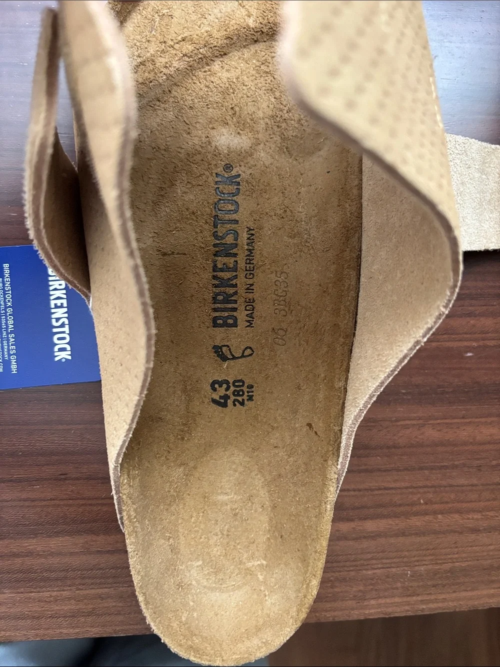 Birkenstock Kyoto New Beige Suede Cork Footbed with Black Branding